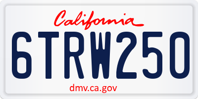 CA license plate 6TRW250