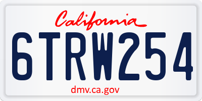 CA license plate 6TRW254