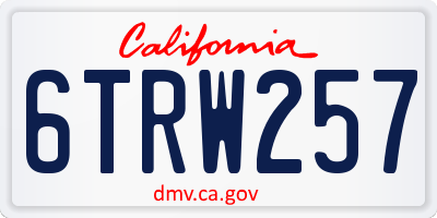 CA license plate 6TRW257
