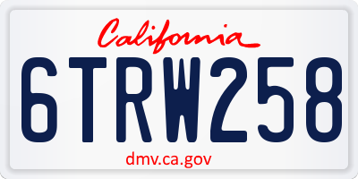CA license plate 6TRW258