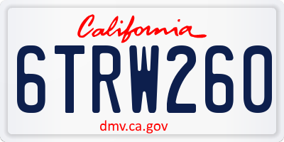 CA license plate 6TRW260