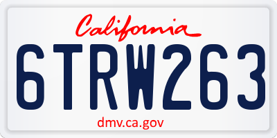 CA license plate 6TRW263