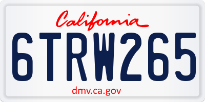 CA license plate 6TRW265