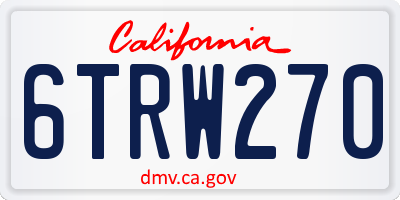CA license plate 6TRW270