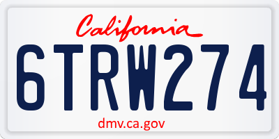 CA license plate 6TRW274