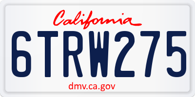 CA license plate 6TRW275