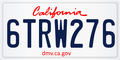 CA license plate 6TRW276