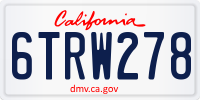 CA license plate 6TRW278