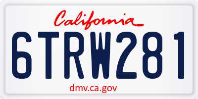 CA license plate 6TRW281