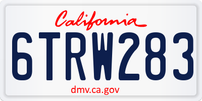 CA license plate 6TRW283