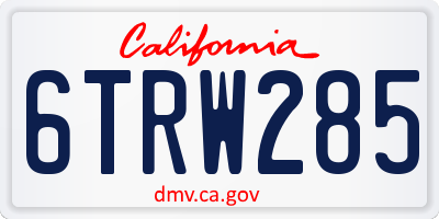 CA license plate 6TRW285