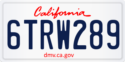 CA license plate 6TRW289