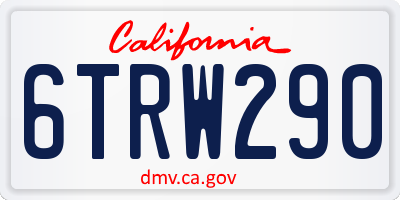 CA license plate 6TRW290