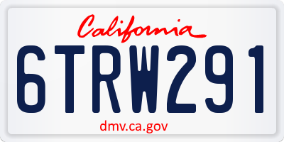 CA license plate 6TRW291