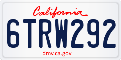 CA license plate 6TRW292