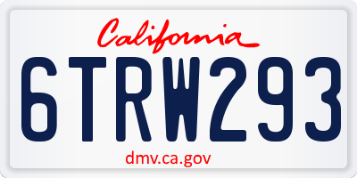 CA license plate 6TRW293