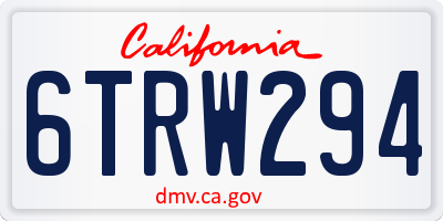 CA license plate 6TRW294