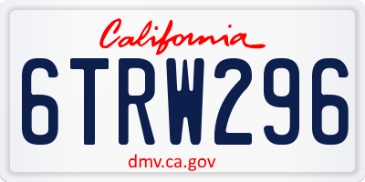 CA license plate 6TRW296