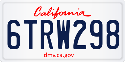 CA license plate 6TRW298