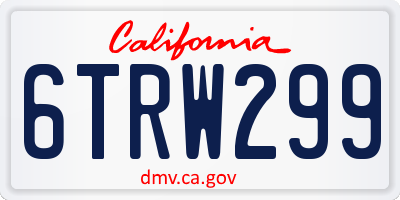 CA license plate 6TRW299