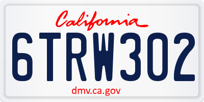 CA license plate 6TRW302