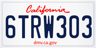 CA license plate 6TRW303