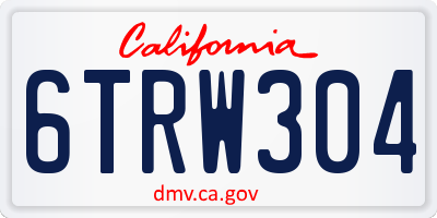 CA license plate 6TRW304