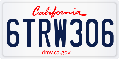 CA license plate 6TRW306