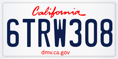 CA license plate 6TRW308