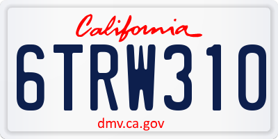 CA license plate 6TRW310