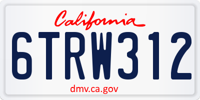 CA license plate 6TRW312