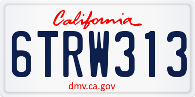 CA license plate 6TRW313