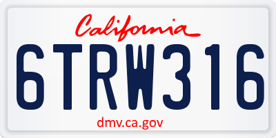 CA license plate 6TRW316