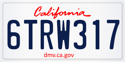 CA license plate 6TRW317