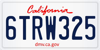 CA license plate 6TRW325