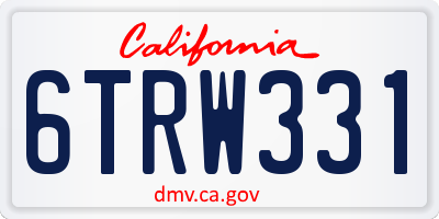 CA license plate 6TRW331