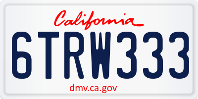 CA license plate 6TRW333