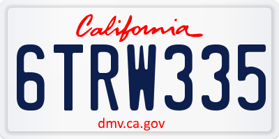 CA license plate 6TRW335