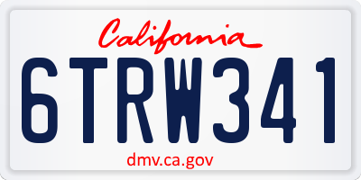 CA license plate 6TRW341