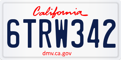 CA license plate 6TRW342