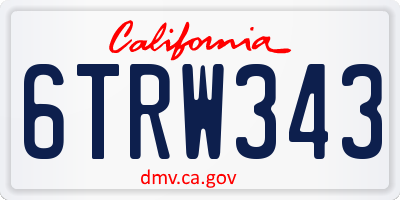 CA license plate 6TRW343