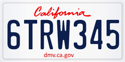CA license plate 6TRW345