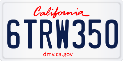 CA license plate 6TRW350