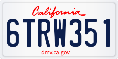 CA license plate 6TRW351