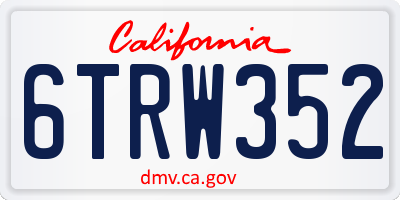 CA license plate 6TRW352