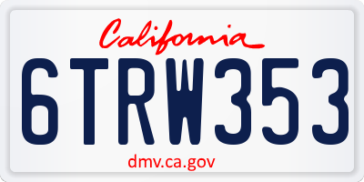 CA license plate 6TRW353