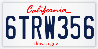 CA license plate 6TRW356