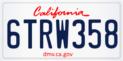 CA license plate 6TRW358