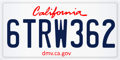 CA license plate 6TRW362