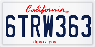 CA license plate 6TRW363